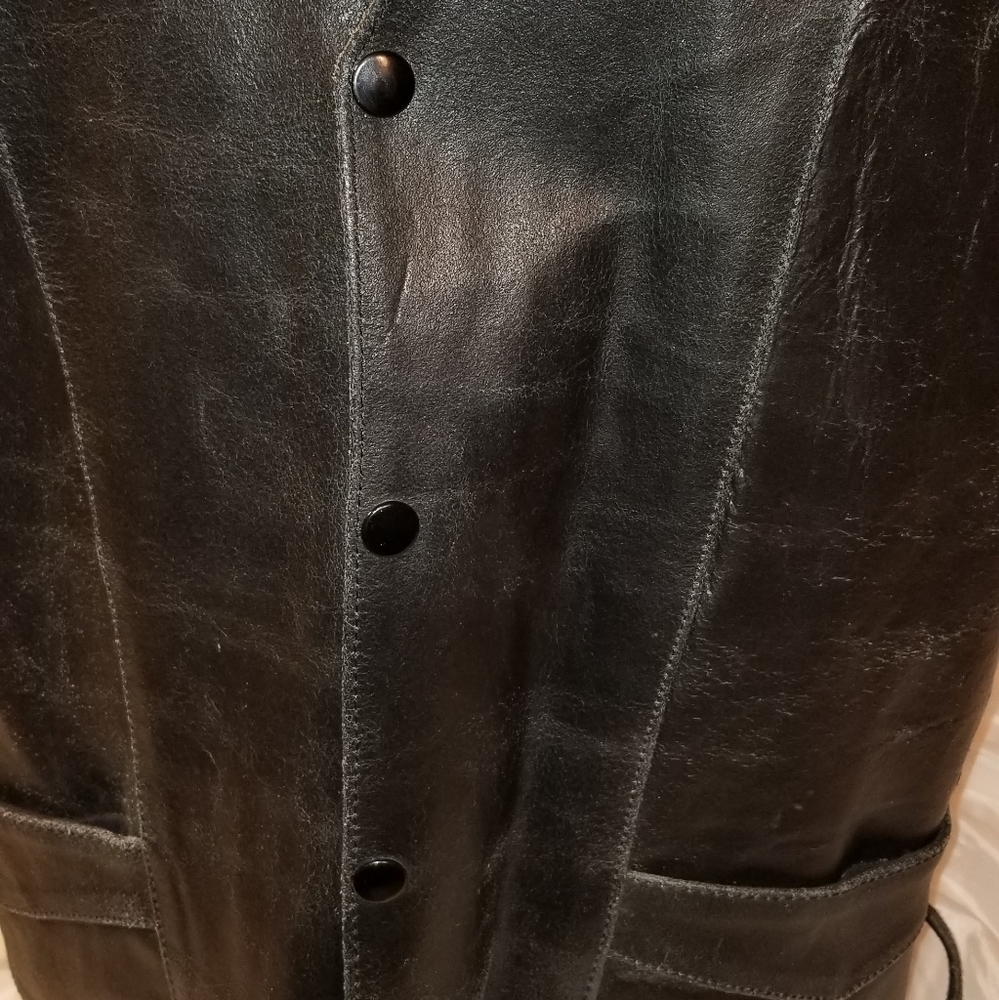 Leather Vest Mens Black Laced sides Size 48 - Picture 6 of 8